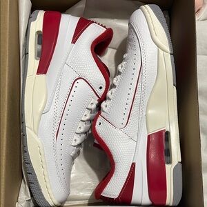 Jordan 2/3 GS White and Red Kids Sneakers